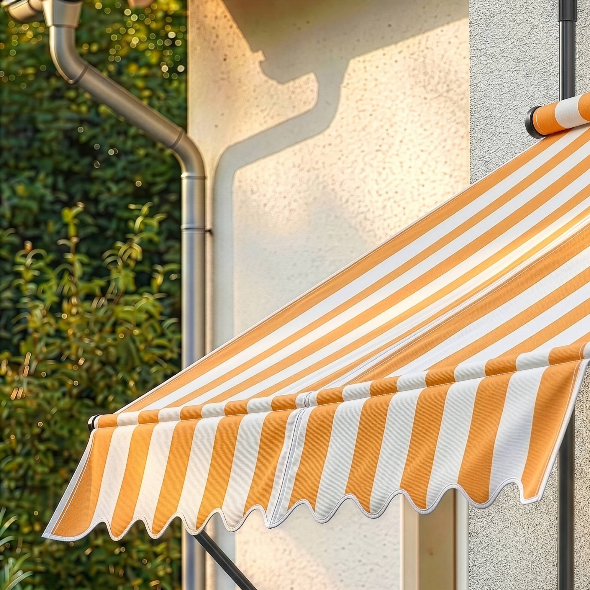 Pro.Tec - Store Banne Téléscopique Acier Polyester 150x120x220-309cm Jaune Blanc [pro.tec] - Imagen 5