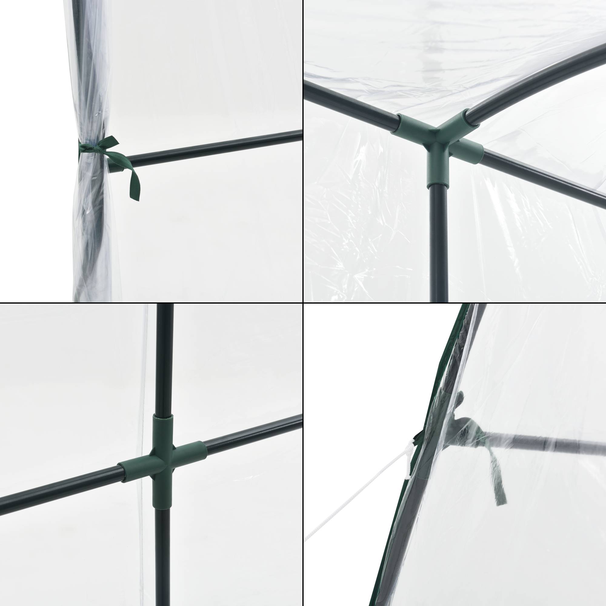 Serre de jardin adossée Juta en acier et PVC à porte zippée 100 x 200 x 215 cm [en.casa] - Imagen 6