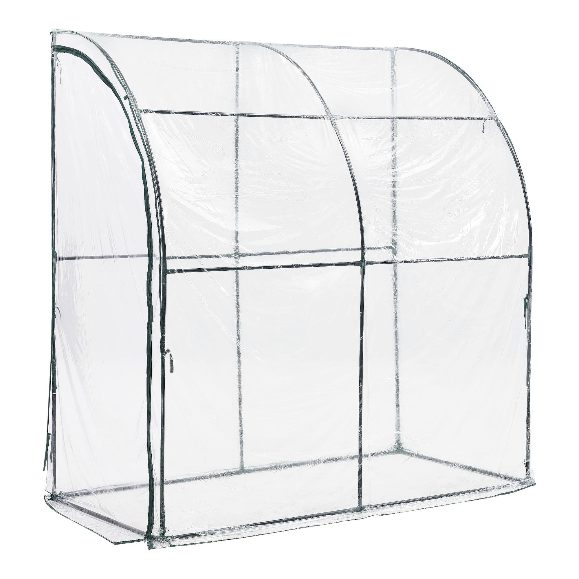 Serre de jardin adossée Juta en acier et PVC à porte zippée 100 x 200 x 215 cm [en.casa] - Imagen 3