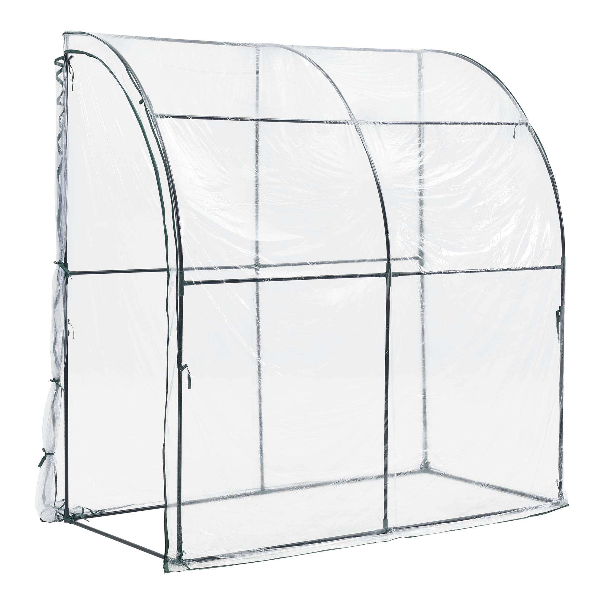Serre de jardin adossée Juta en acier et PVC à porte zippée 100 x 200 x 215 cm [en.casa] - Imagen 1