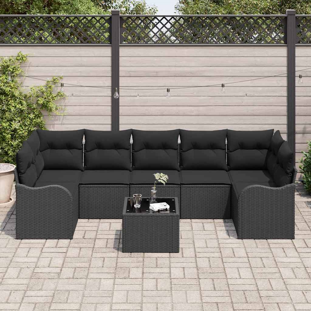 Canapé Extérieur 8pcs Rotin Synthétique Noir avec Rangement Pratique et Coussins Confort Pour Été – ComfortXL Outdoor Living - Image 3