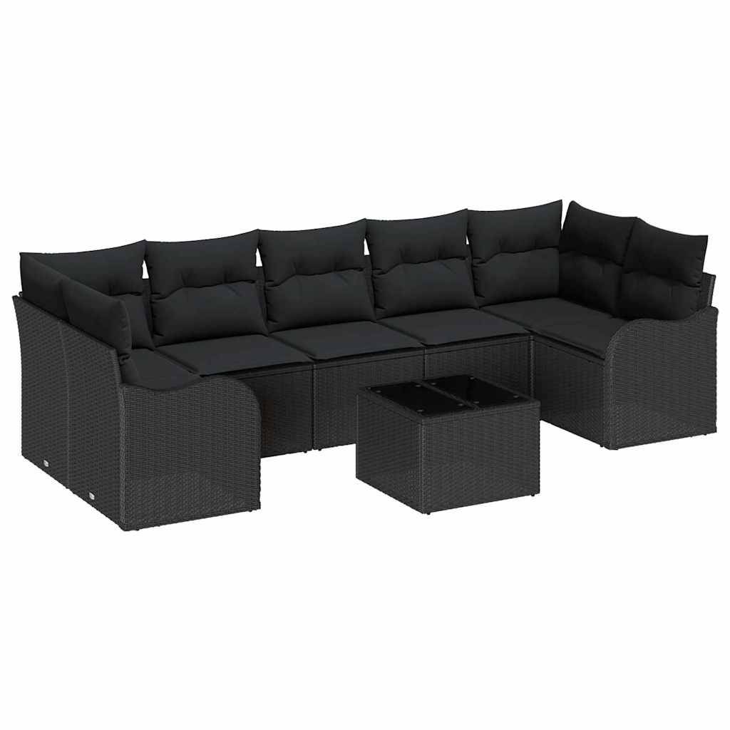 Canapé Extérieur 8pcs Rotin Synthétique Noir avec Rangement Pratique et Coussins Confort Pour Été – ComfortXL Outdoor Living - Image 2
