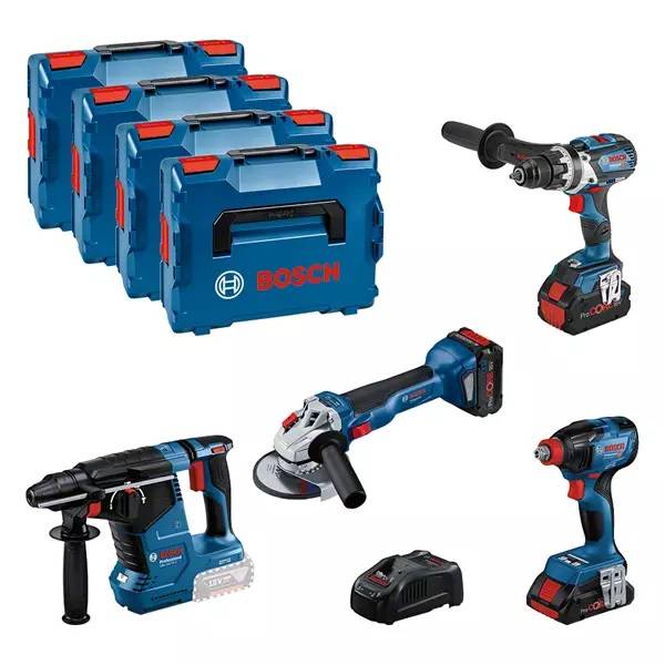 Bosch Professional - KIT 4 Outils BOSCH GSR/GDX/GWS/GBH +1 Batterie 4.0AH + 2 Batterie 5.5 AH - 0615990N32 - Imagen 1
