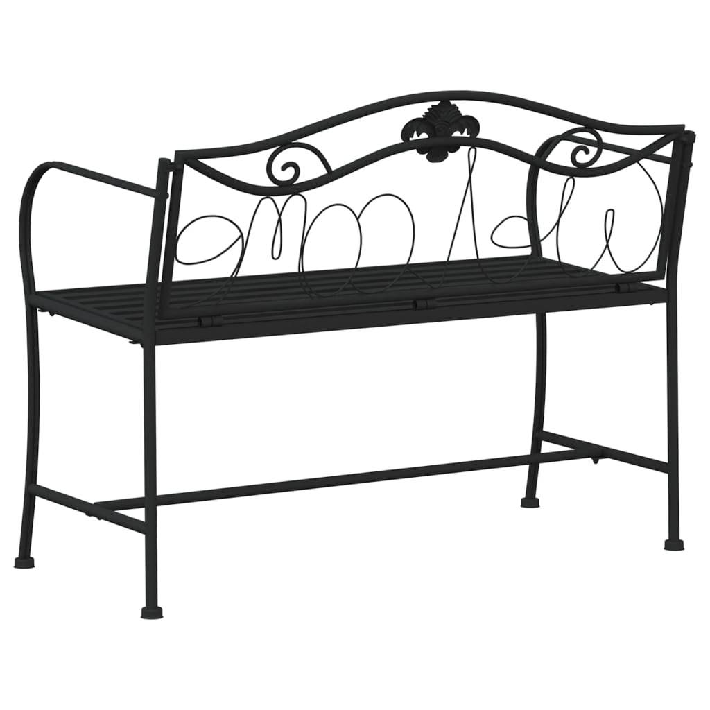 Helloshop26 - Banc de jardin meuble de patio d'extérieur terrasse 2 places 104 x 52 x 78 cm noir acier - Imagen 4