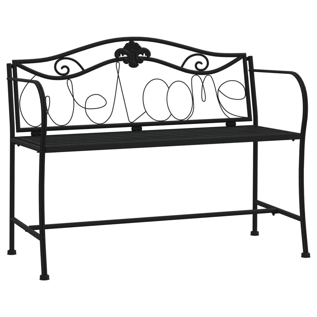 Helloshop26 - Banc de jardin meuble de patio d'extérieur terrasse 2 places 104 x 52 x 78 cm noir acier - Imagen 1