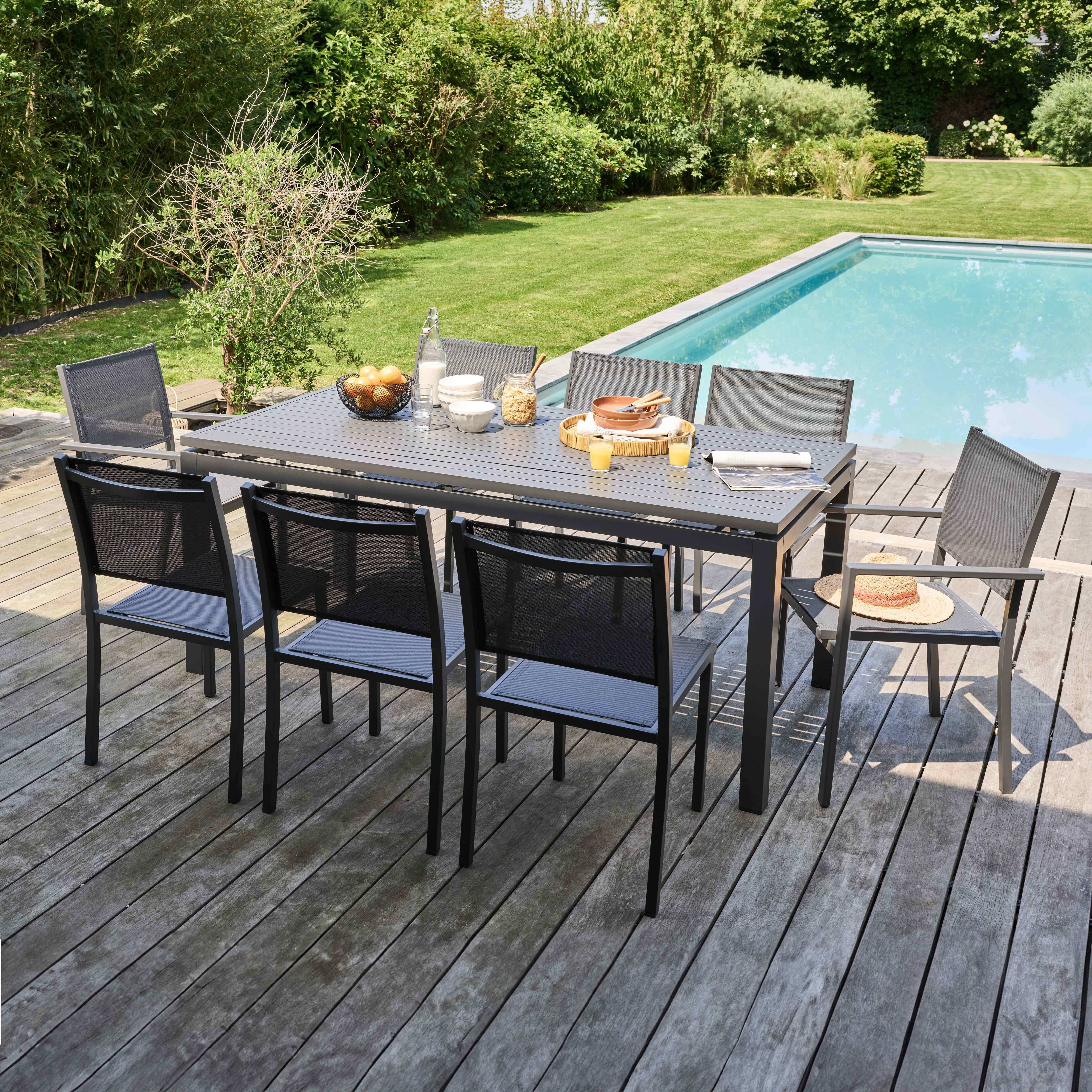 Oviala - Fauteuil de jardin aluminium et textilène gris Nice - Oviala - Image 6