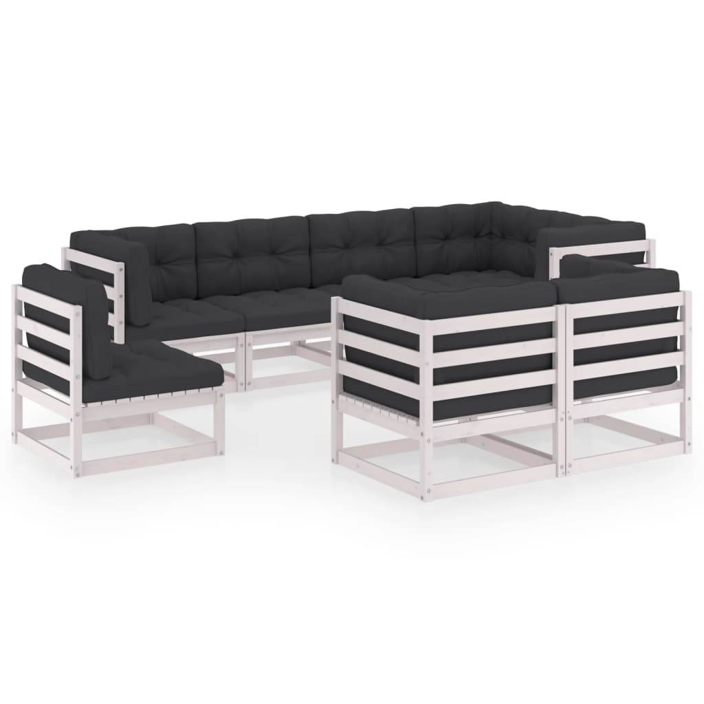 Helloshop26 - Salon de jardin meuble d'extérieur ensemble de mobilier 8 pièces avec coussins bois de pin massif - Imagen 1
