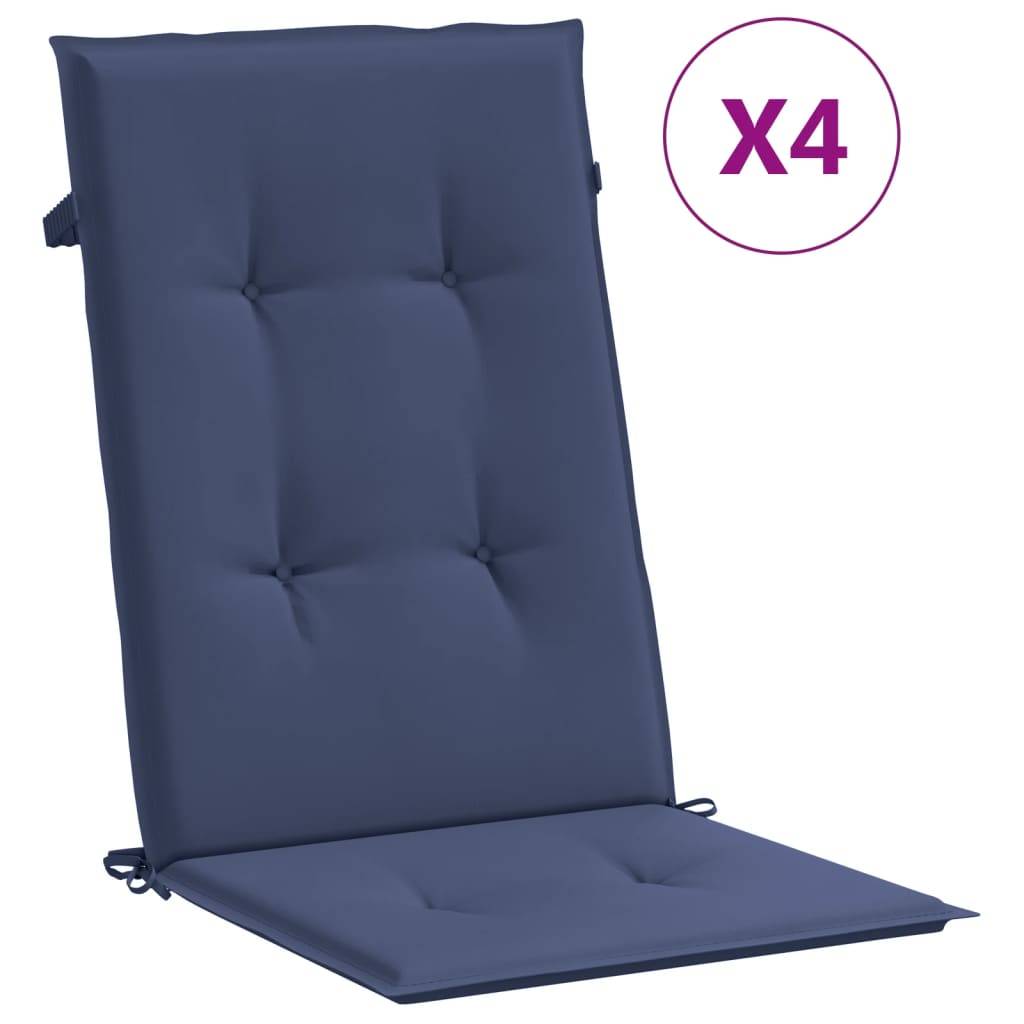 Coussins de chaise à dossier haut polyester bleu marine 120 x 50 x 3 cm - PANGIVO - Image 2