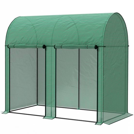 Sans Marque - Serre de jardin 2 m² serre à tomates 2 portes zippées enroulables acier PE haute densité anti-UV 2 x 1 x 1,78 m vert - Image 2