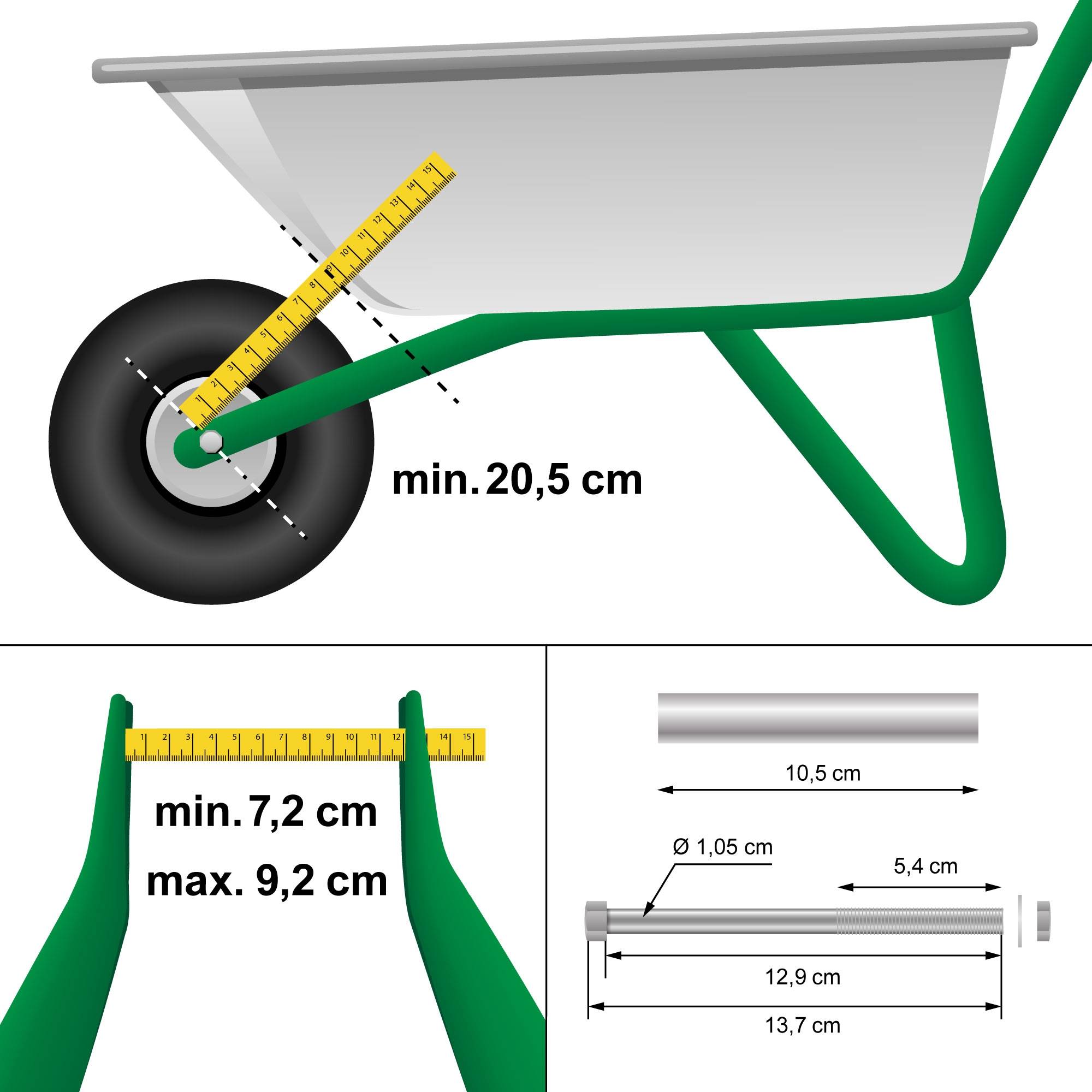 Ecd-Germany - Roue de secours brouette 3.50-8 Ø 350 mm PU pleine en caoutchouc axe inclus - Imagen 5