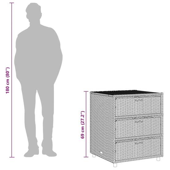 Meuble de Rangement Bas 3 Tiroirs en Polyrotin pour Extérieur Marron 55x59x69 cm – ComfortXL Outdoor Living - Image 10
