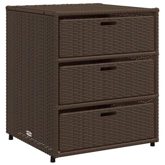 Meuble de Rangement Bas 3 Tiroirs en Polyrotin pour Extérieur Marron 55x59x69 cm – ComfortXL Outdoor Living - Image 2