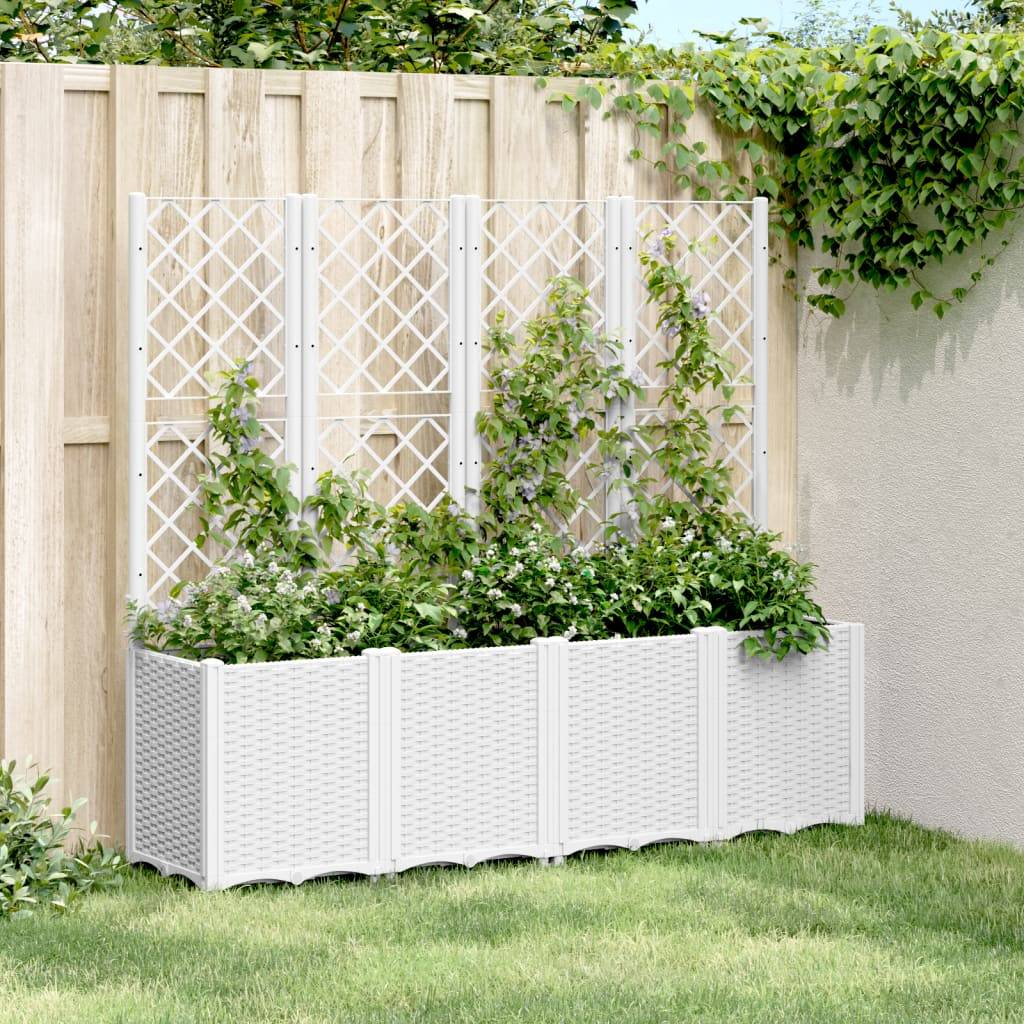 Vidaxl - Jardinière avec treillis blanc 160x40x140 cm PP vidaXL 367874 - Image 1