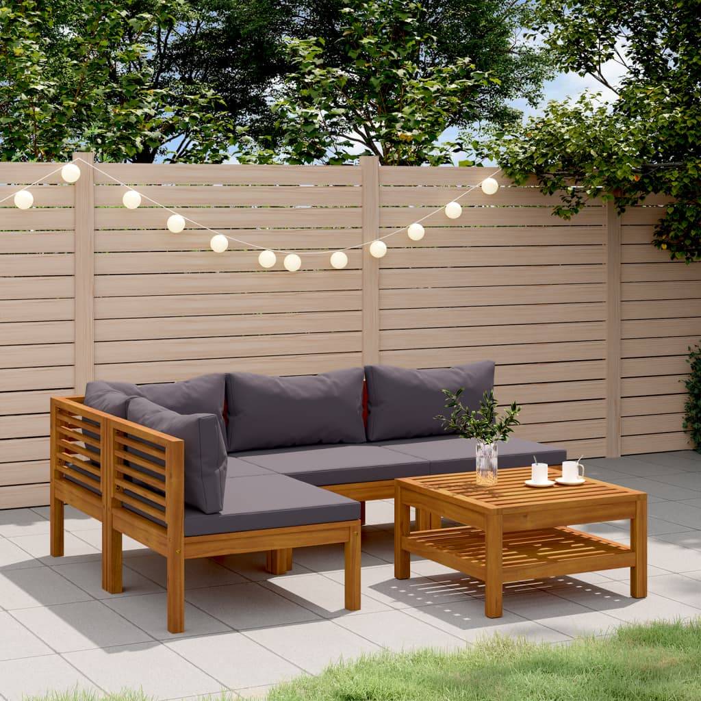 Vidaxl - Salon de jardin 5 pcs avec coussin Bois d'acacia solide vidaXL 3086919 - Image 1