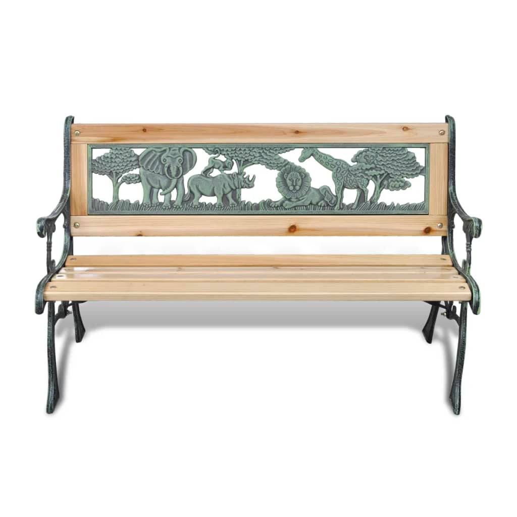 ComfortXL - Banc de Jardin Enfant Bois et Fer Motif Animaux pour Extérieur Bronze 84 cm – ComfortXL Outdoor Living - Image 2