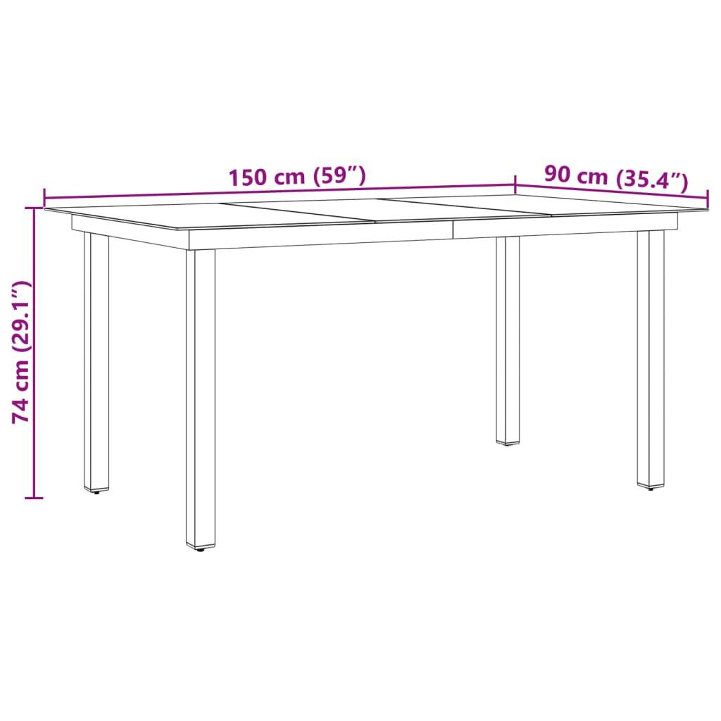 Vidaxl - Table de jardin Noir 150x90x74 cm Aluminium et verre vidaXL 42788 - Imagen 3