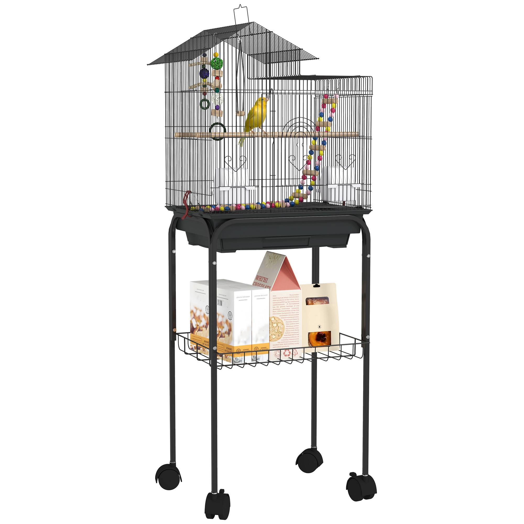 Cage à oiseaux acier noir 46 x 36 x 120 cm - PANGIVO - Image 1