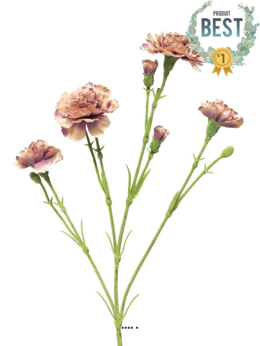 Artificielles - Oeillet artificiel en tige, 4 ramures, H 62 cm Rose beauty - BEST - couleur: Rose beauty - Imagen 1