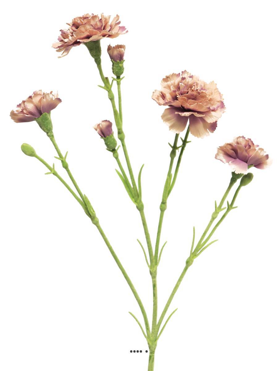 Artificielles - Oeillet artificiel en tige, 4 ramures, H 62 cm Rose beauty - BEST - couleur: Rose beauty - Imagen 3