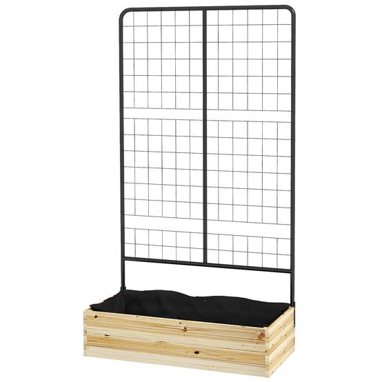 Jardinière avec treillis bois et acier noir 80 x 38 x 145 cm - PANGIVO - Image 2