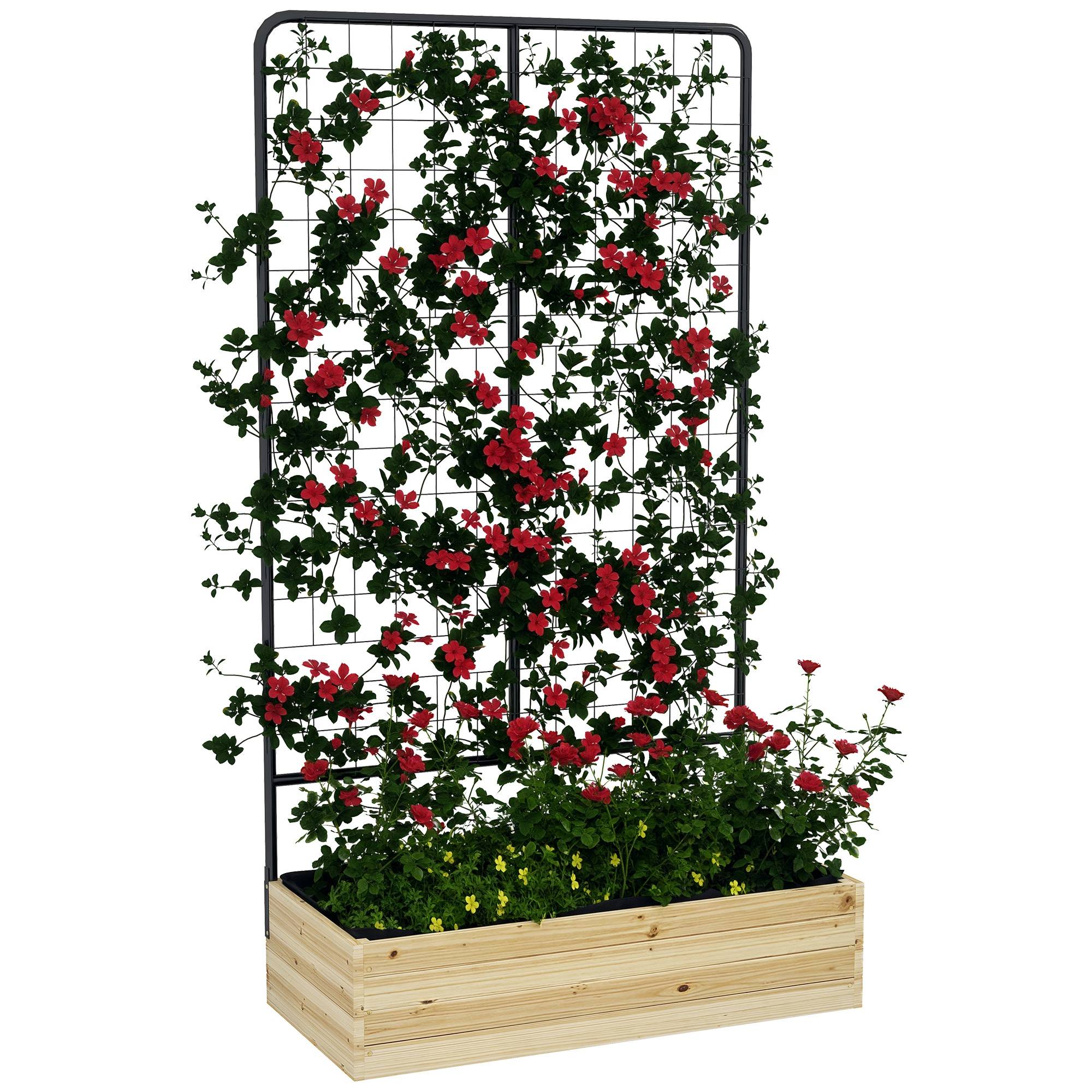 Jardinière avec treillis bois et acier noir 80 x 38 x 145 cm PANGIVO — free download