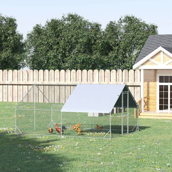 Poulailler, enclos en plein air, poulailler avec toit ombragé, parcours extérieur pour 4 à 6 poules, canards, lapins, 3 x 2 x 2 m - Image 4
