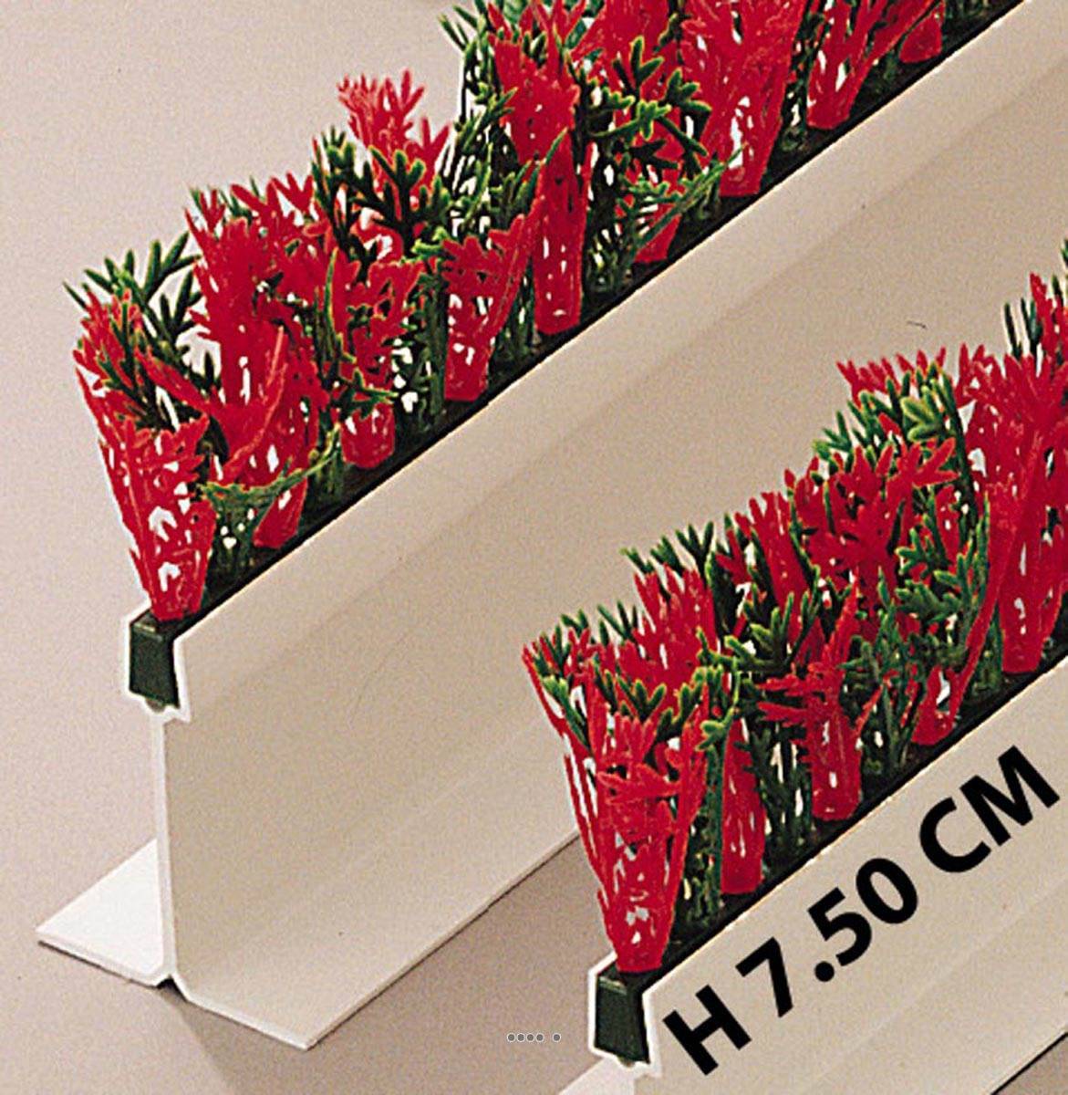 Artificielles - Séparateur barrette Feuille PE Cyprés Vert-Rouge H7cmL75cm socleH3,5cm - dimhaut: H 7 cm - couleur: Vert-rouge