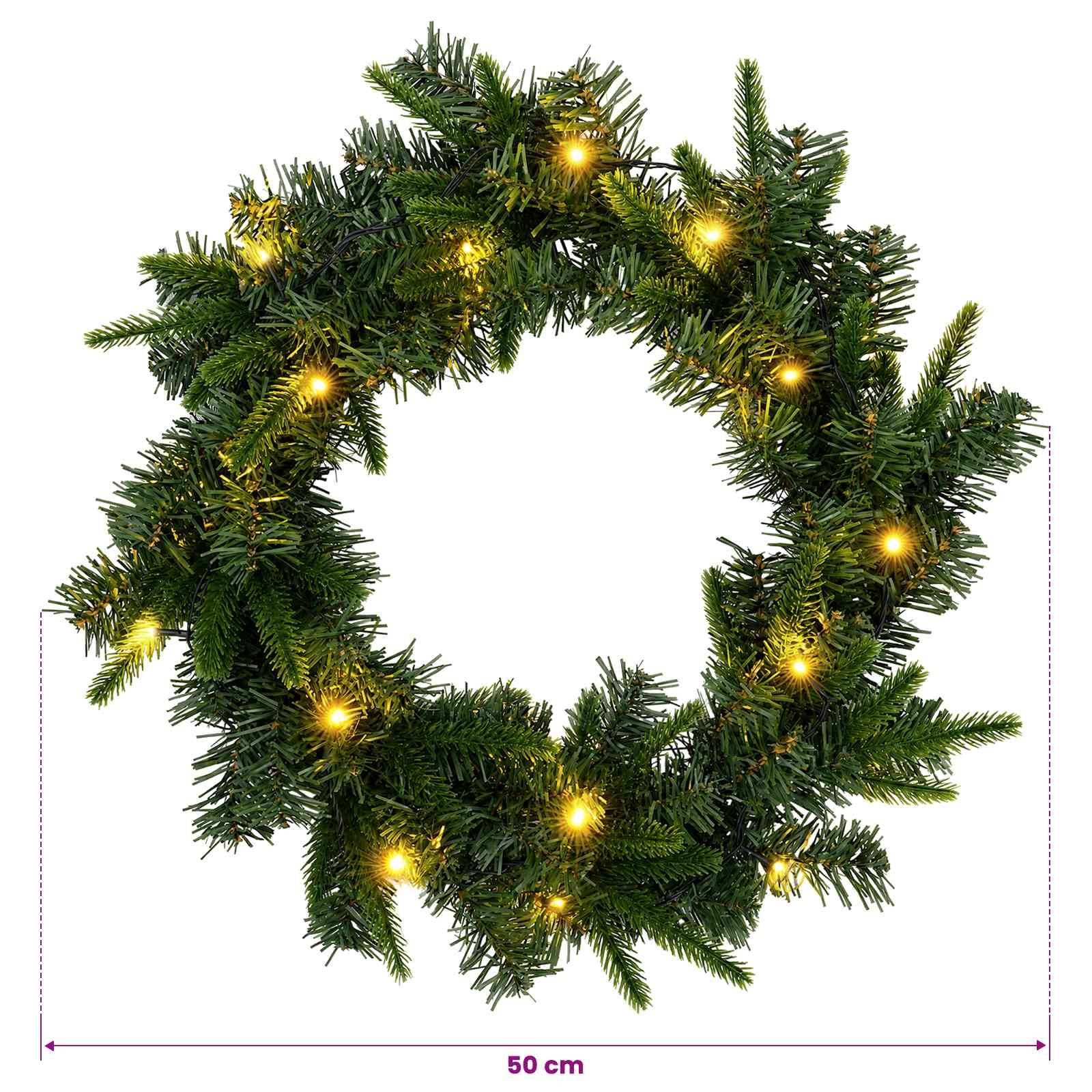 Vidaxl - Couronne de Noël Vert Ø 50 cm PVC et PE 25 LED vidaXL 42056971 - Image 3