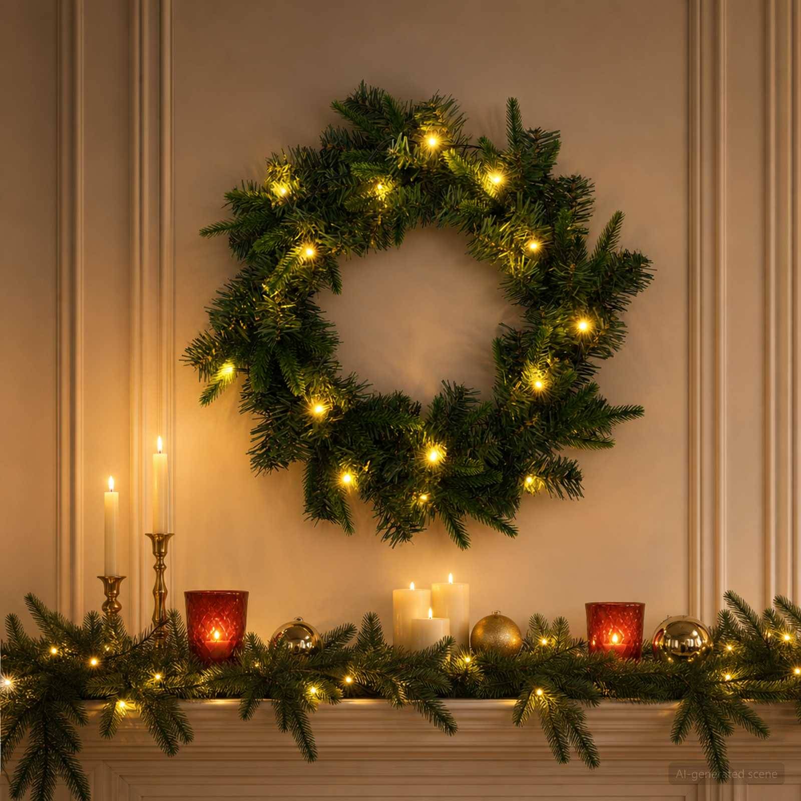 Vidaxl - Couronne de Noël Vert Ø 50 cm PVC et PE 25 LED vidaXL 42056971 - Image 4