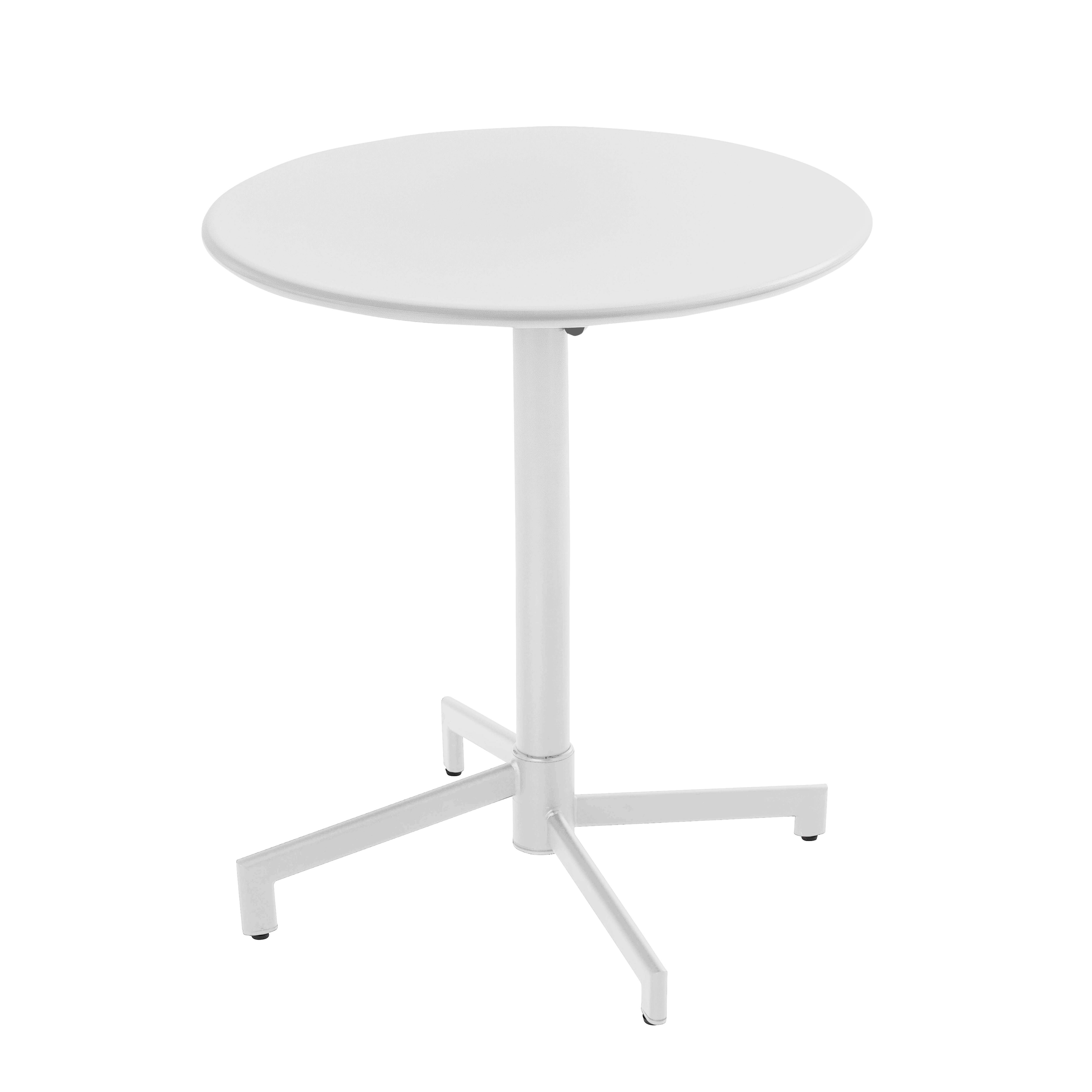 Oviala - Table de jardin ronde bistrot avec plateau rabattable 70 cm blanc Palavas - Oviala - Image 1