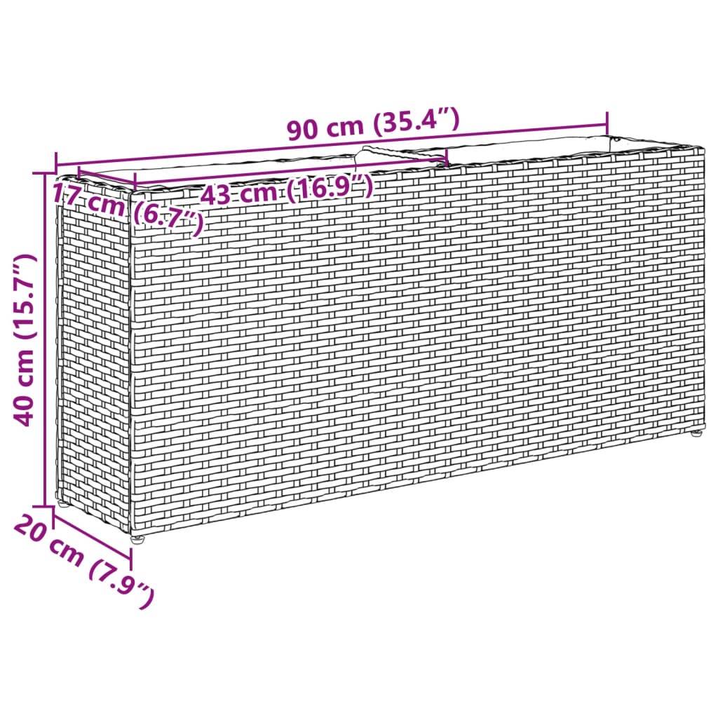 ComfortXL - Lot de 2 Jardinières Rectangulaires Résine Tressée 2 Compartiments 90x20x40 cm Noir - ComfortXL Outdoor Living - Image 6