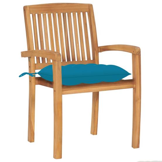 Chaises de jardin empilables teck bleu clair 60 x 57.5 x 90 cm - PANGIVO - Image 3