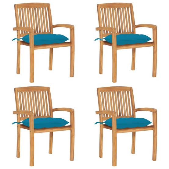 Chaises de jardin empilables teck bleu clair 60 x 57.5 x 90 cm - PANGIVO - Image 1