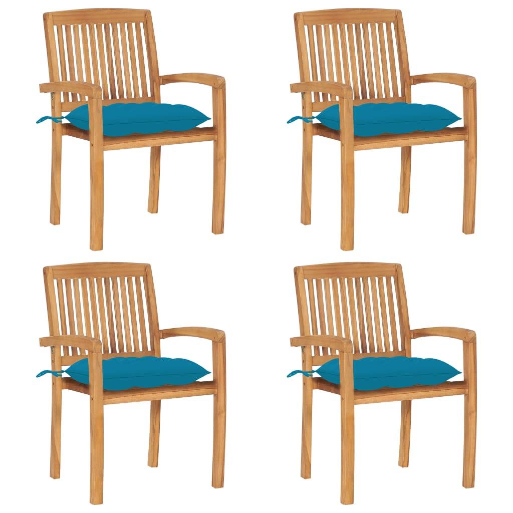 Chaises de jardin empilables teck bleu clair 60 x 57.5 x 90 cm - PANGIVO - Image 1