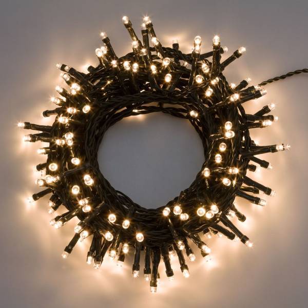 Lotti - Guirlande lumineuse 24,5M 600 LED blanc chaud 8 jeux mémoire timer verte IP44 Lotti - Imagen 10
