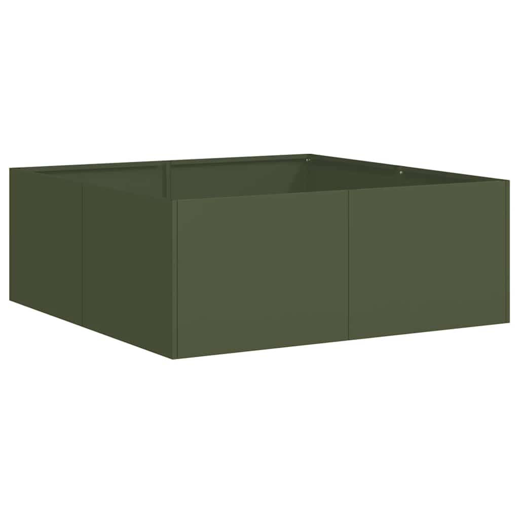 Jardinière acier vert olive 80 x 80 x 30 cm - PANGIVO - Image 2