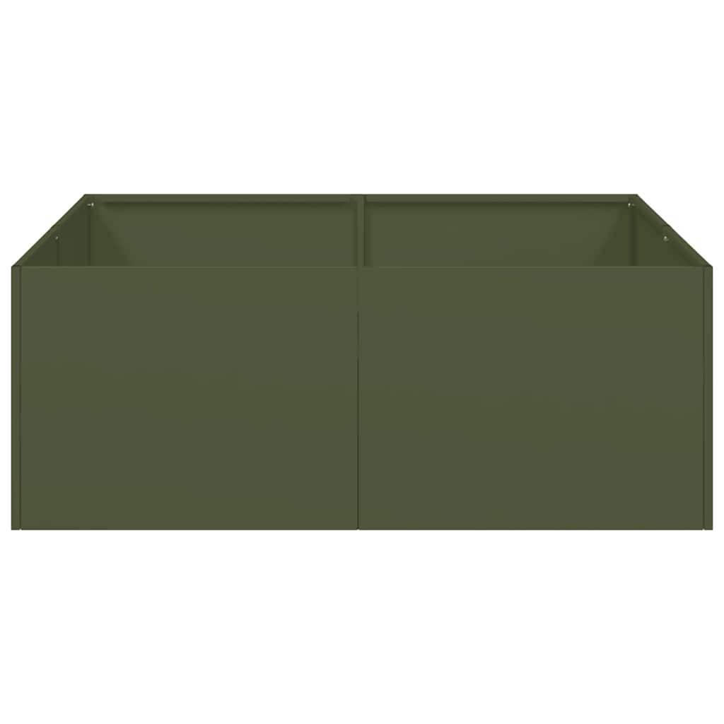 Jardinière acier vert olive 80 x 80 x 30 cm - PANGIVO - Image 4