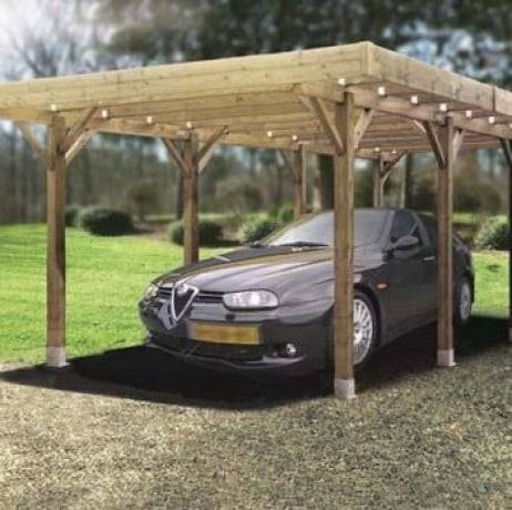 Carport base 5x5 , Ancrage A enfoncer, Panneaux de toit Métal - Imagen 1
