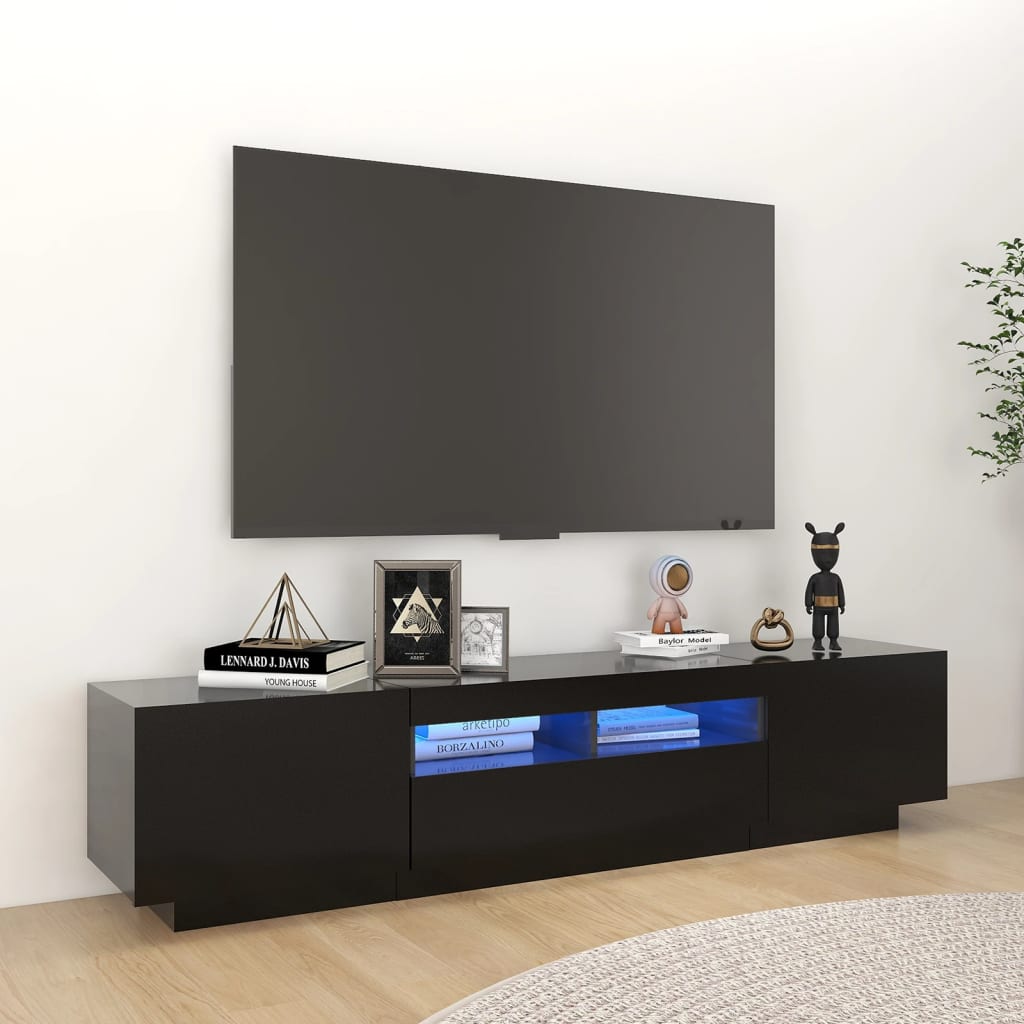 Vidaxl - Meuble TV avec lumières LED Noir 180x35x40 cm - vidaXL - Imagen 2