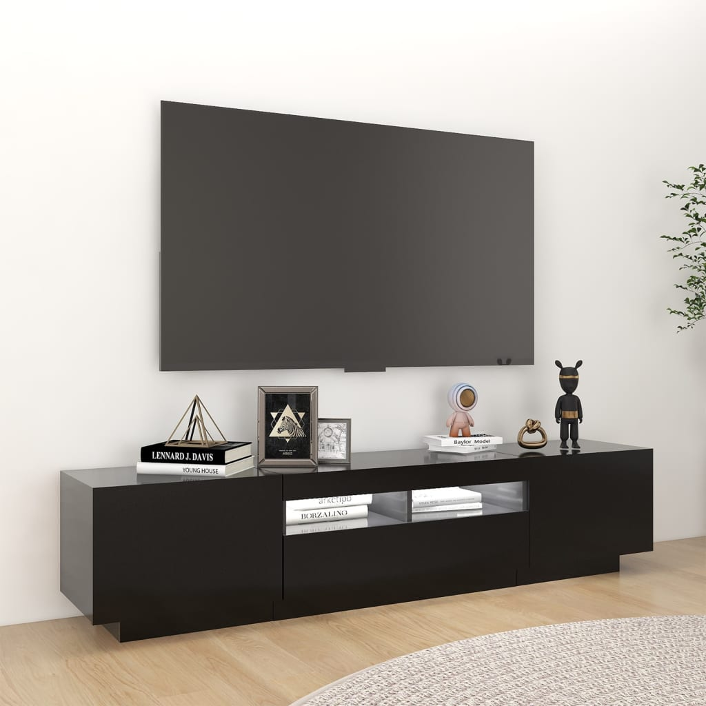Vidaxl - Meuble TV avec lumières LED Noir 180x35x40 cm - vidaXL - Imagen 3