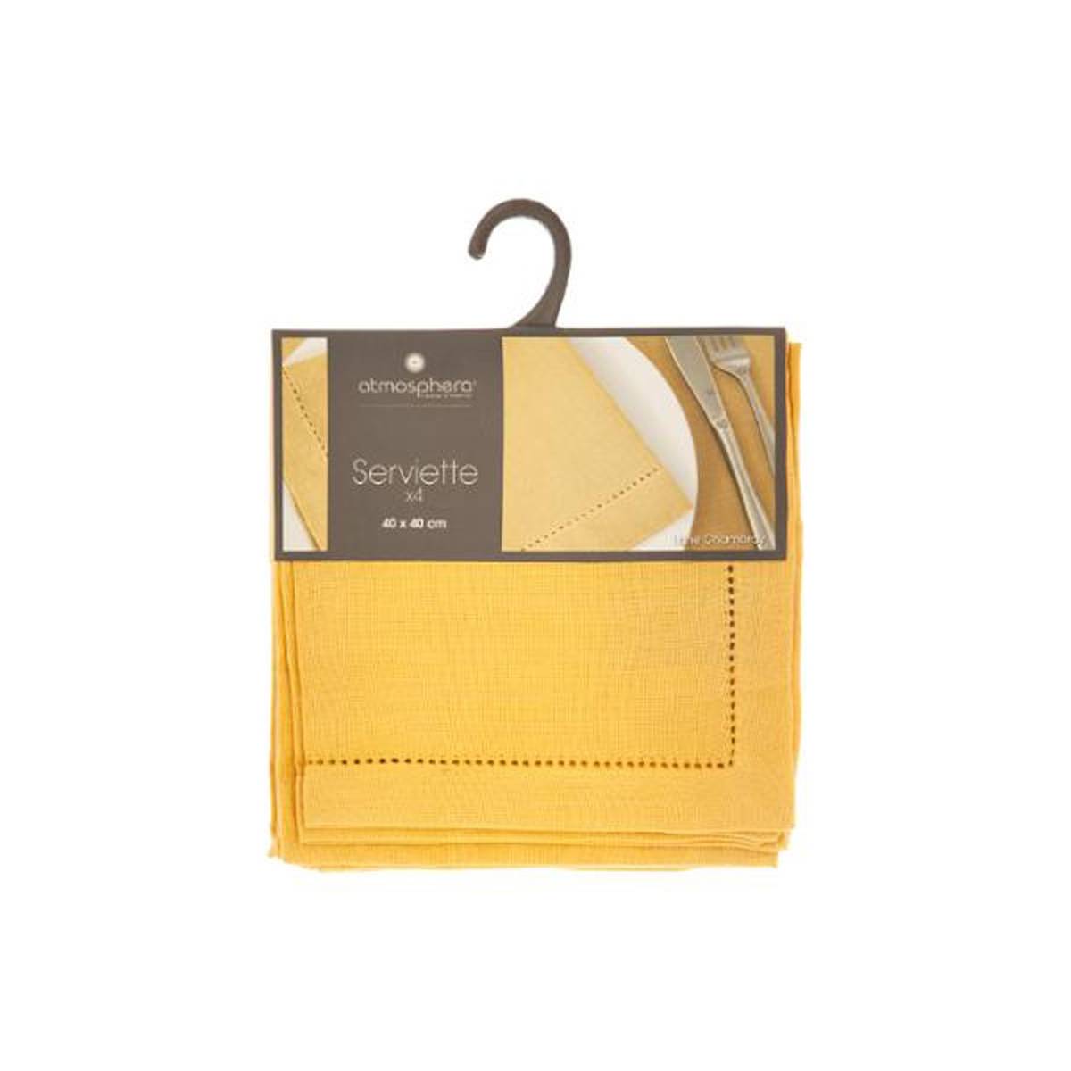 Lot de 4 Serviettes de table en Coton Ocre 40 x 40 cm - Imagen 4