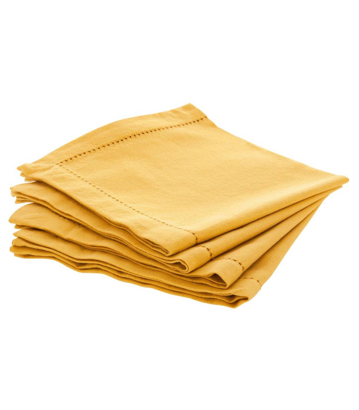 Lot de 4 Serviettes de table en Coton Ocre 40 x 40 cm - Imagen 1