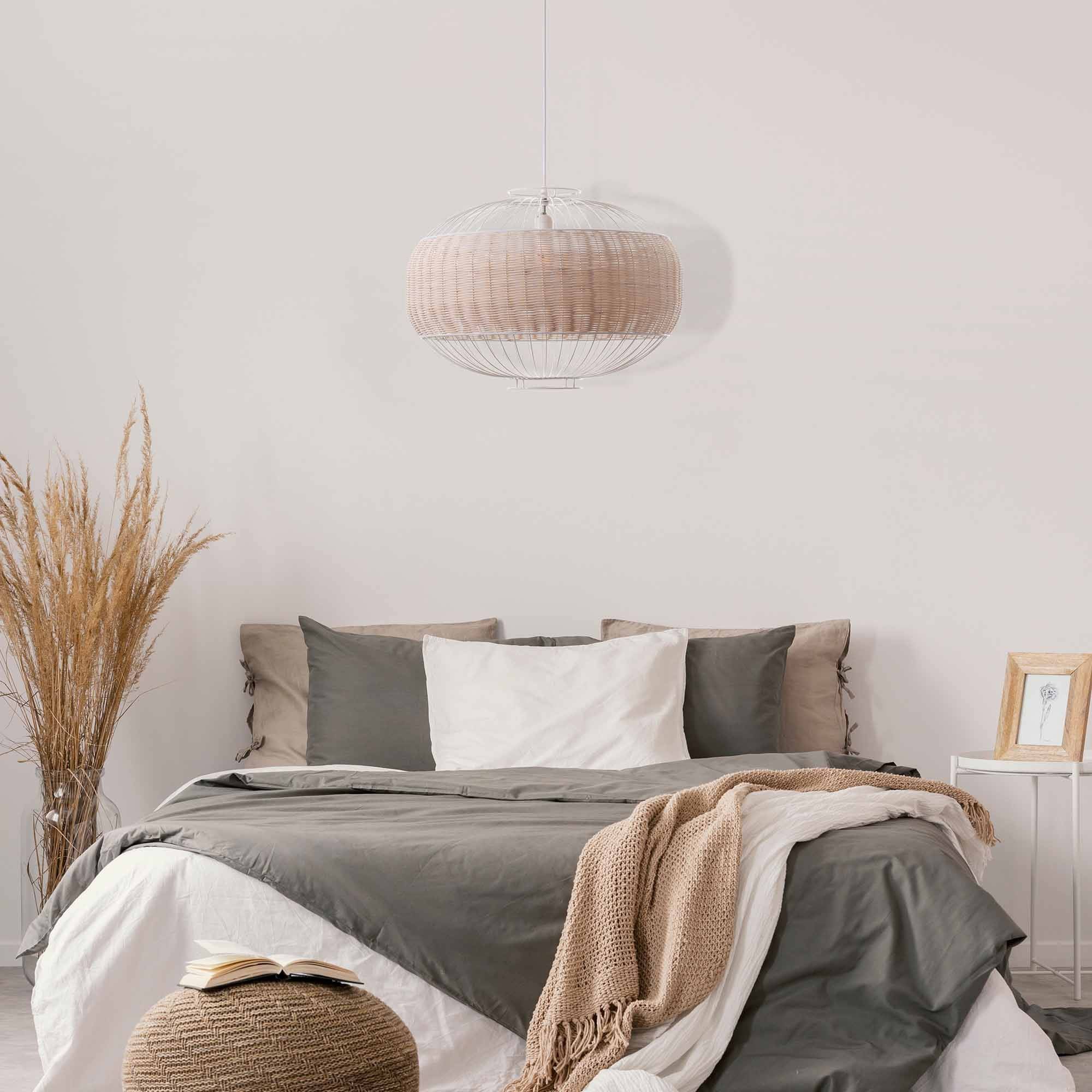 Lumisky - Suspension intérieur VALENTINA WHITE Beige Rotin D55CM - Imagen 2