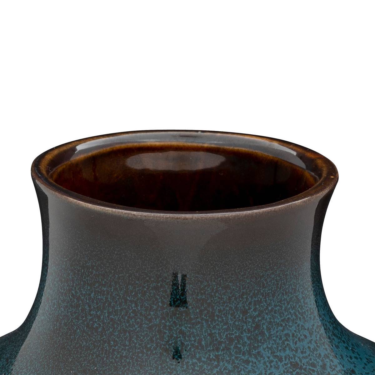 Vase en Céramique émaillée Bleu motif en relief D 15 x H 18 cm - Imagen 3