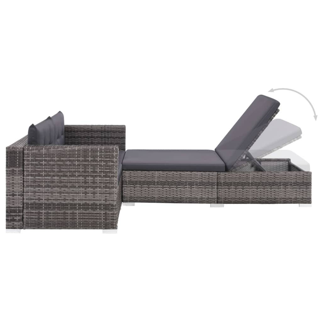Helloshop26 - Salon de jardin meuble d'extérieur ensemble de mobilier 3 pièces avec coussins résine tressée gris - Imagen 3