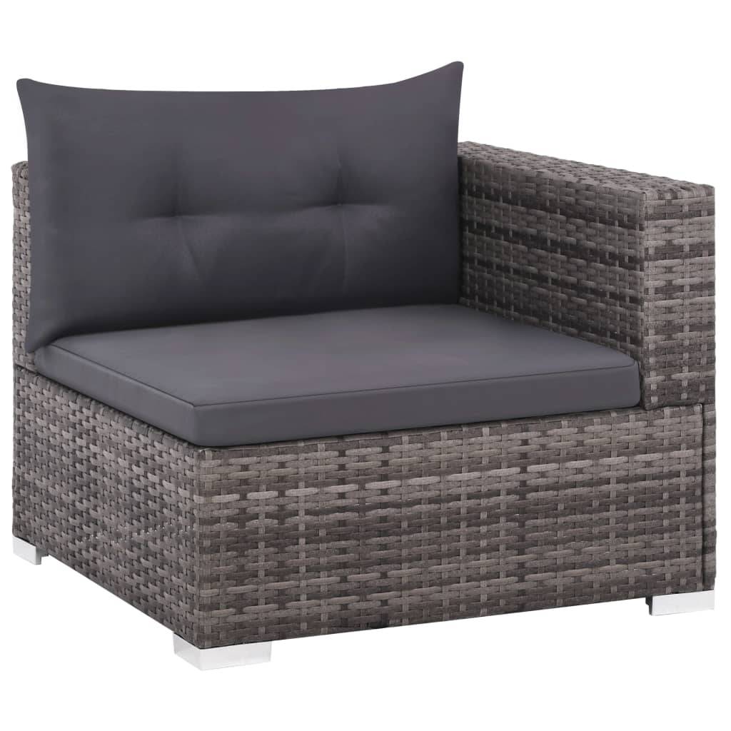 Helloshop26 - Salon de jardin meuble d'extérieur ensemble de mobilier 3 pièces avec coussins résine tressée gris - Imagen 4