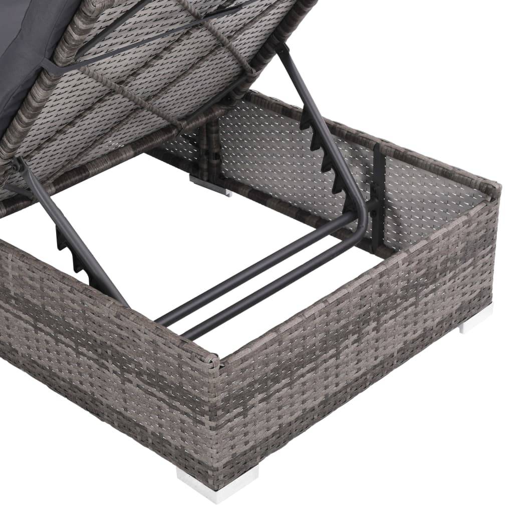 Helloshop26 - Salon de jardin meuble d'extérieur ensemble de mobilier 3 pièces avec coussins résine tressée gris - Imagen 5