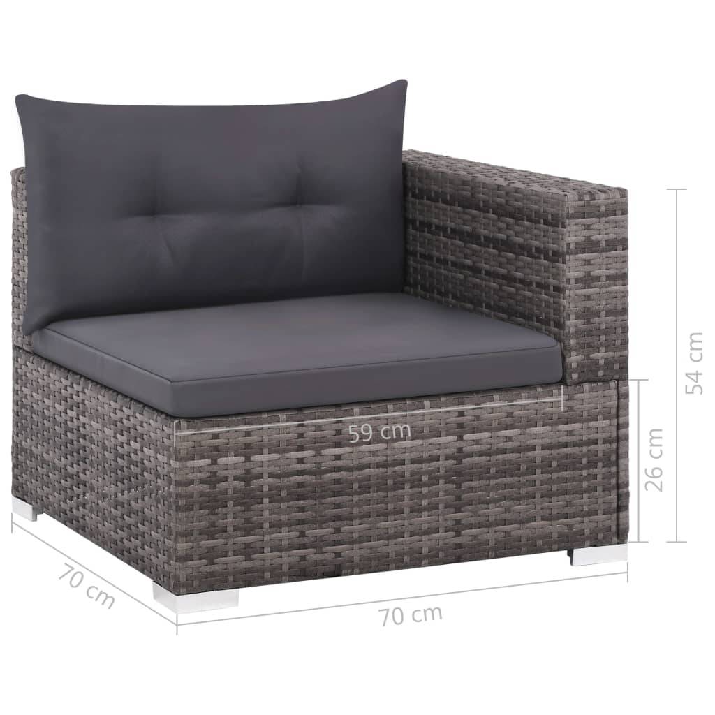 Helloshop26 - Salon de jardin meuble d'extérieur ensemble de mobilier 3 pièces avec coussins résine tressée gris - Imagen 6