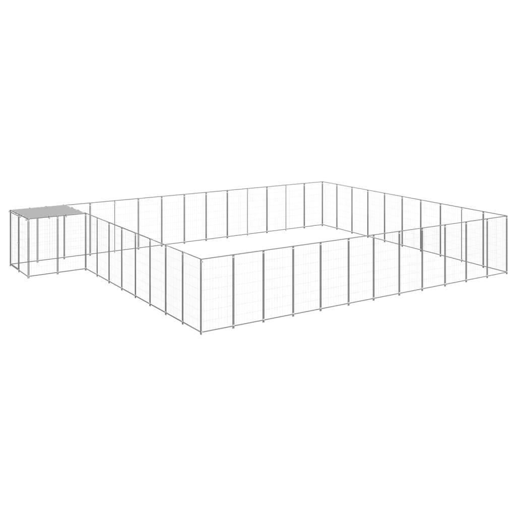 Helloshop26 - Chenil extérieur cage enclos parc animaux chien argenté 37,51 m² acier - Imagen 1
