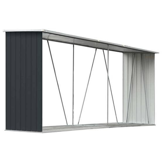 Grand Abri à bûches Acier Galvanisé Design Moderne 330x84x152cm Anthracite - ComfortXL Outdoor Living - Image 2